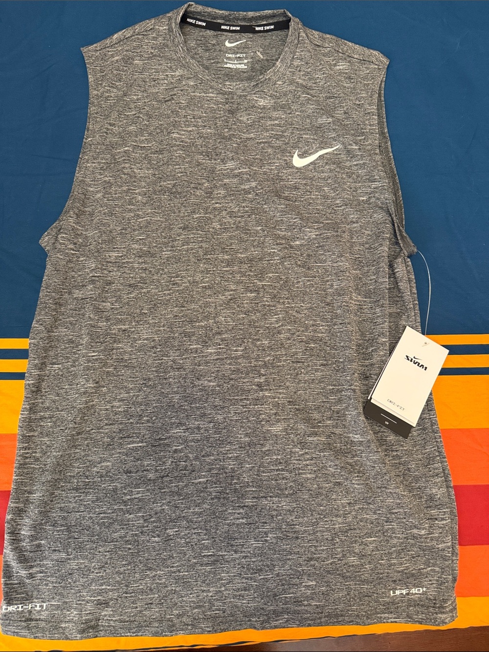 Nike Sleeveless Dri-FIT Tank Top - Heather Gray with White Swoosh